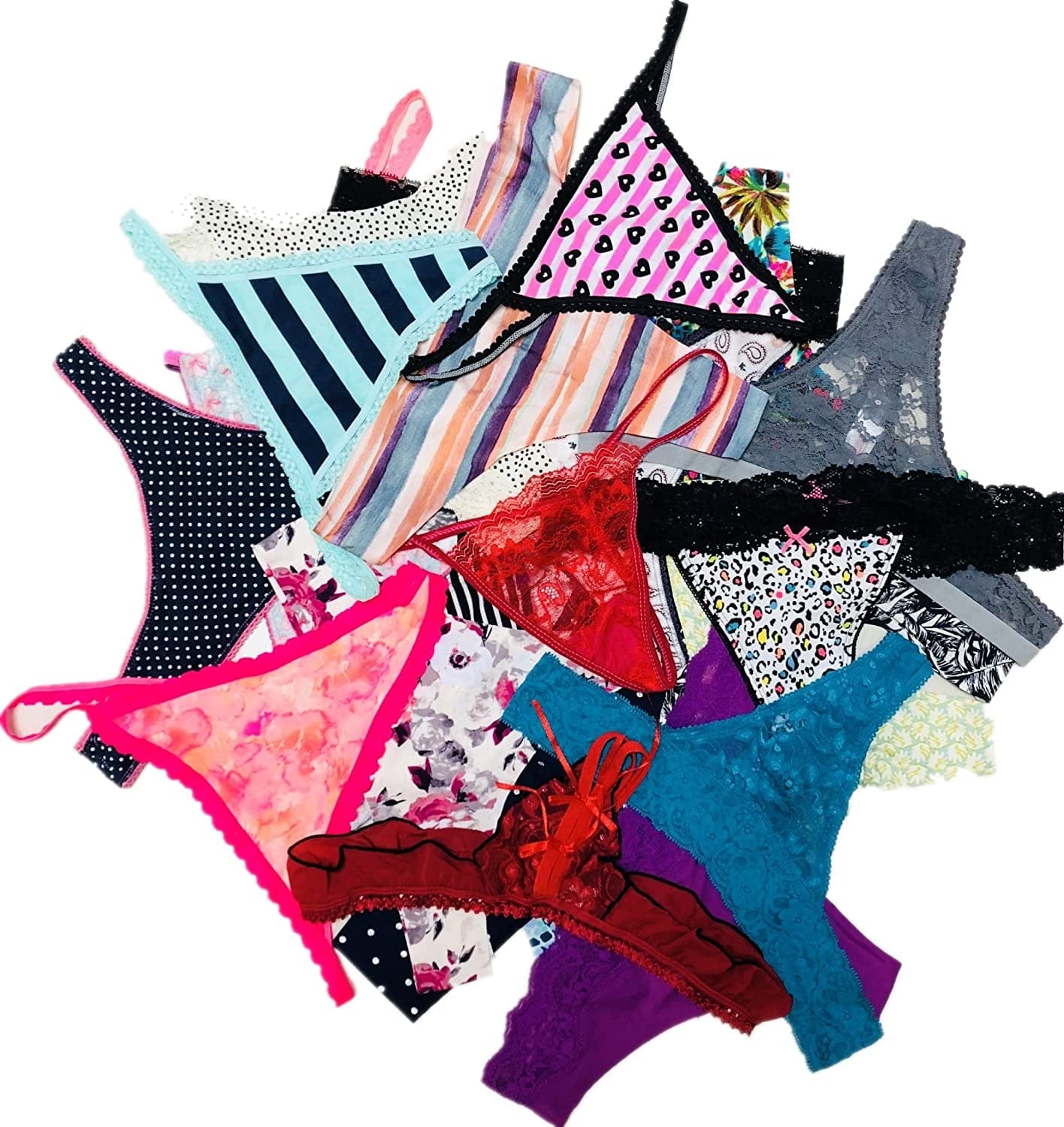 Morvia Varieties of Women Thong Pack Lacy Tanga G-String Bikini Underwear Panties