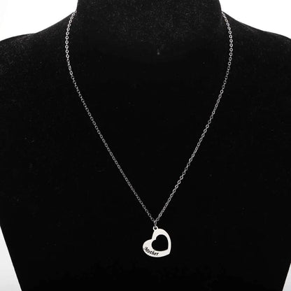 Mother Daughter Necklace Set of 2 Matching Heart Mom and Me Jewelry (Mom&2 Daughters Necklace Set)