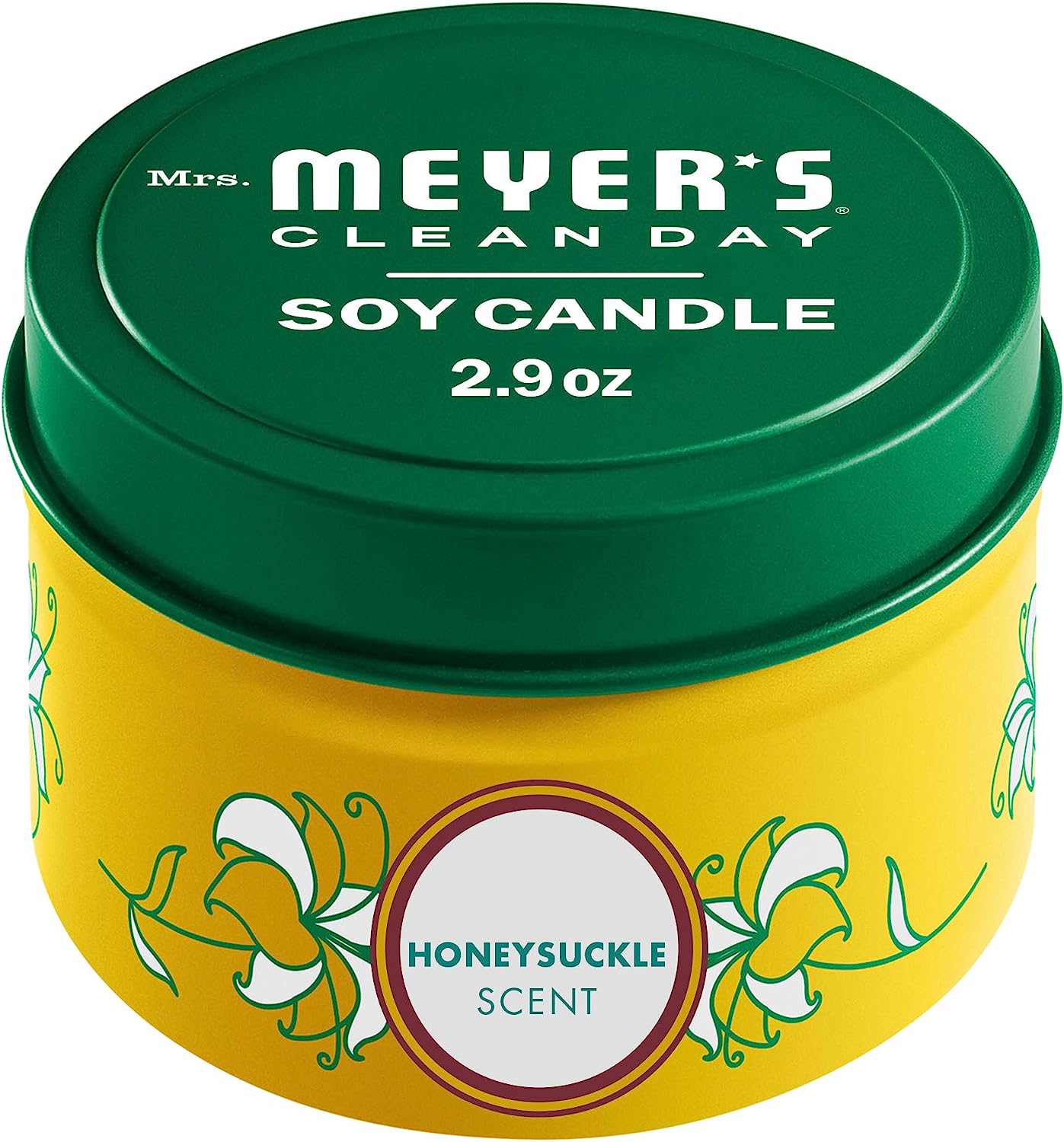 Mrs. Meyer'S Soy Tin Candle, 12 Hour Burn Time, Made with Soy Wax and Essential Oils, Lavender, 2.9 Oz Honeysuckle / Single