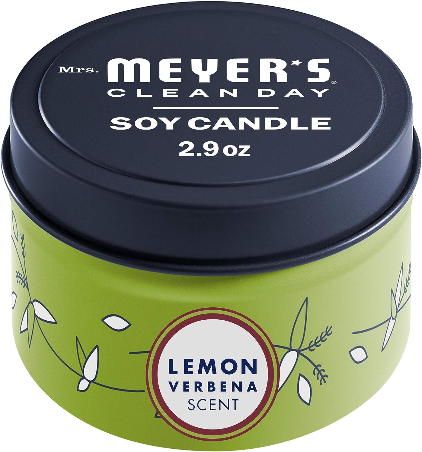 Mrs. Meyer'S Soy Tin Candle, 12 Hour Burn Time, Made with Soy Wax and Essential Oils, Lavender, 2.9 Oz Lemon Verbena / 1 Ea