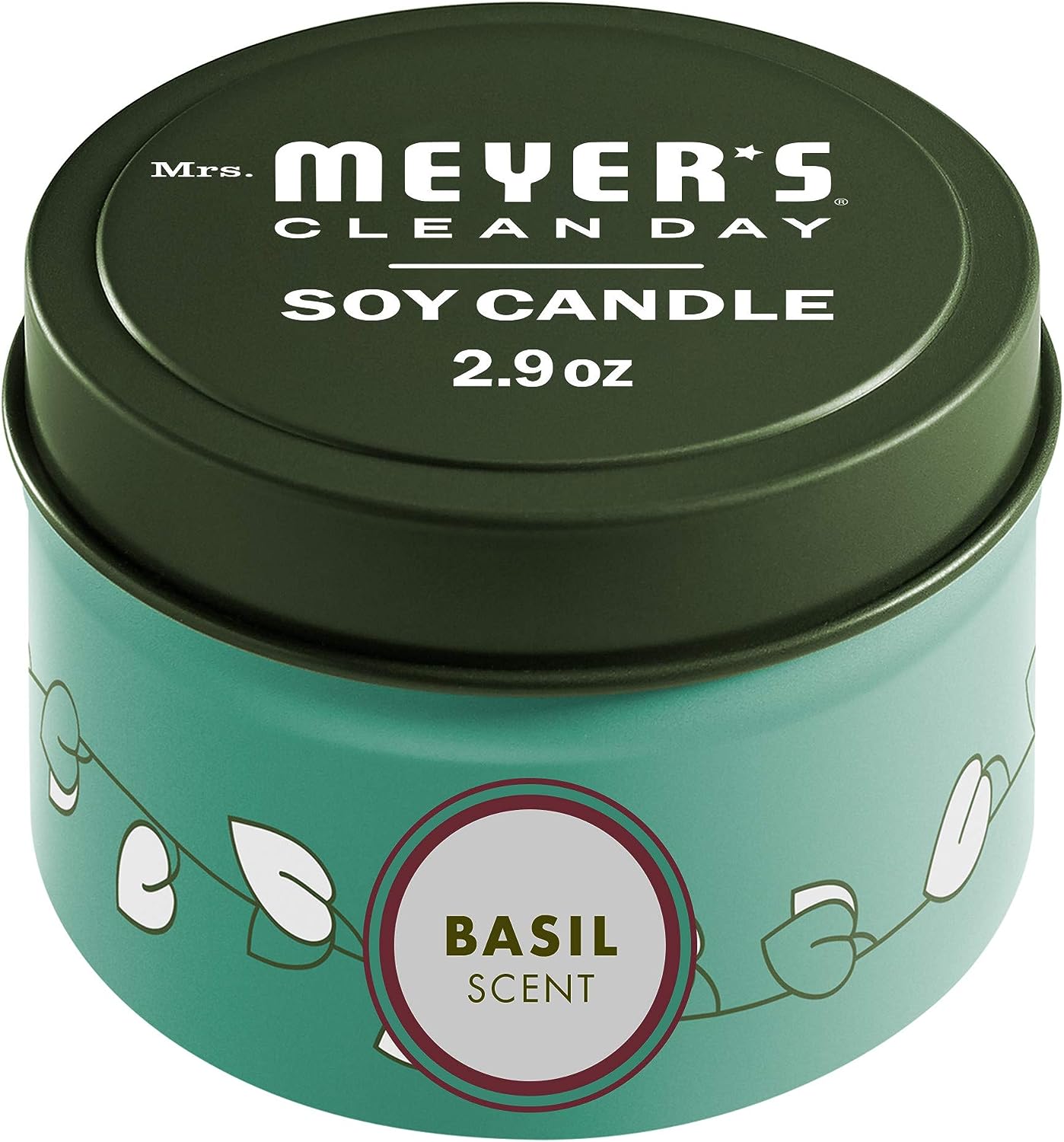 Mrs. Meyer'S Soy Tin Candle, 12 Hour Burn Time, Made with Soy Wax and Essential Oils, Lavender, 2.9 Oz Basil / Single