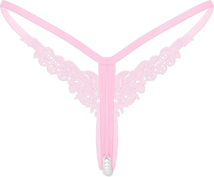 Msemis Women Lace Thongs Tanga V-String Panties Mini Bikini G-String T Back Underwear Lingerie