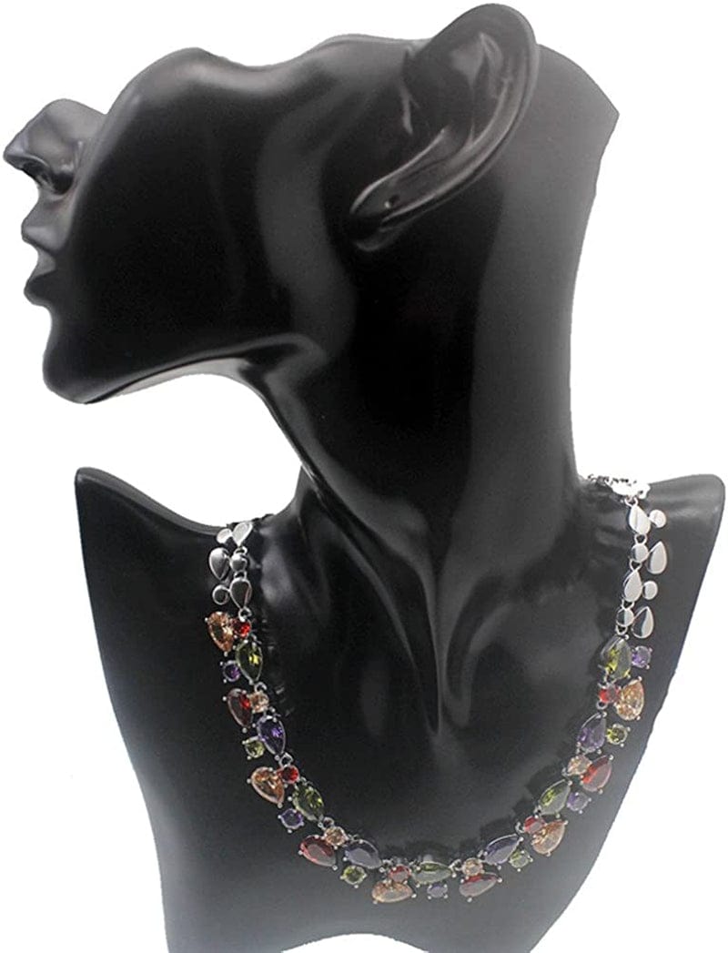 Multi Gemstone Jewelry Sets for Women, Sparkling Garnet Amethyst Morganite Peridot Topaz Gifts for Her (Necklace)