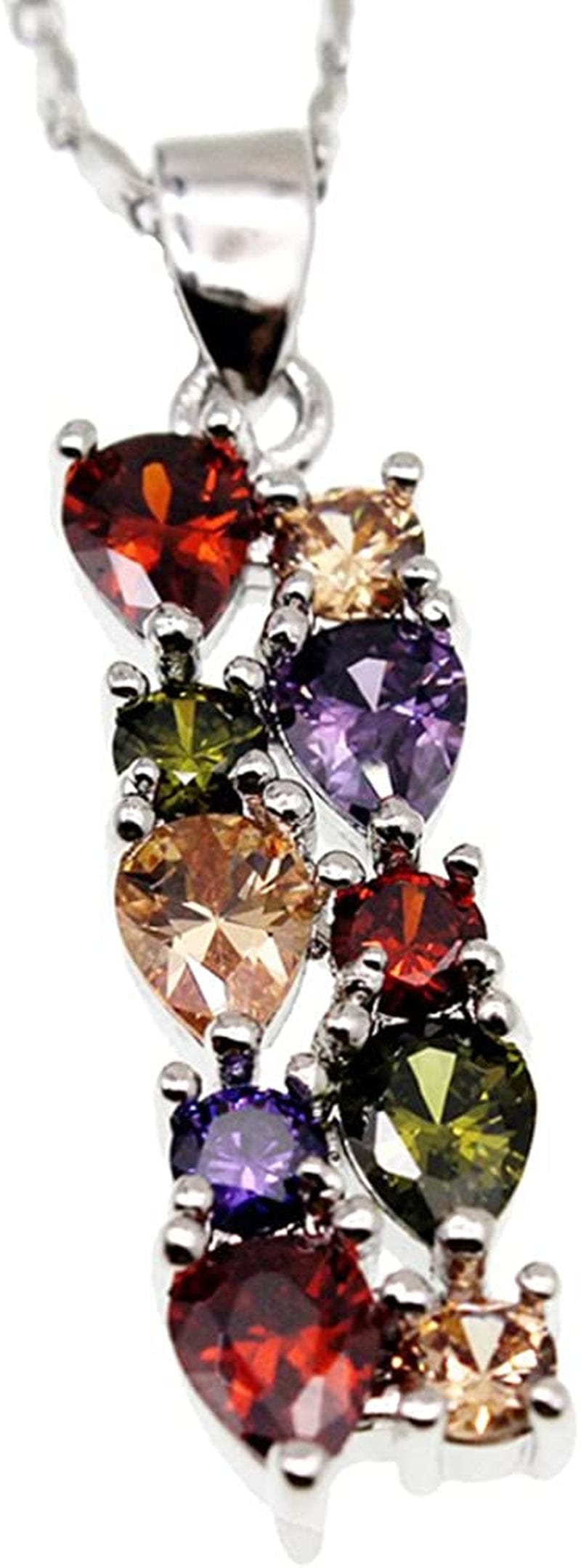 Multi Gemstone Jewelry Sets for Women, Sparkling Garnet Amethyst Morganite Peridot Topaz Gifts for Her (Pendant)