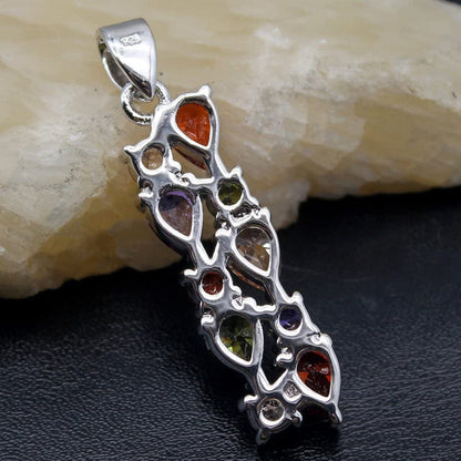 Multi Gemstone Jewelry Sets for Women, Sparkling Garnet Amethyst Morganite Peridot Topaz Gifts for Her (Pendant)