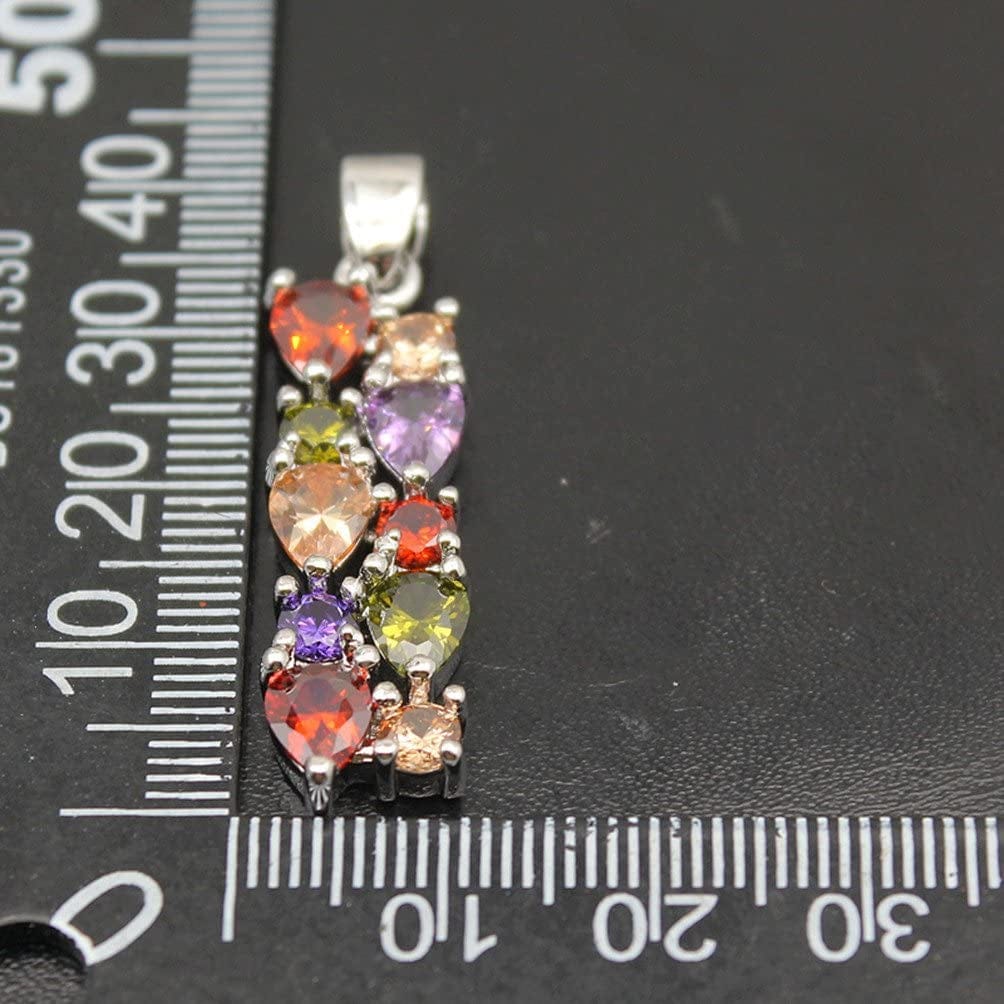 Multi Gemstone Jewelry Sets for Women, Sparkling Garnet Amethyst Morganite Peridot Topaz Gifts for Her (Pendant)
