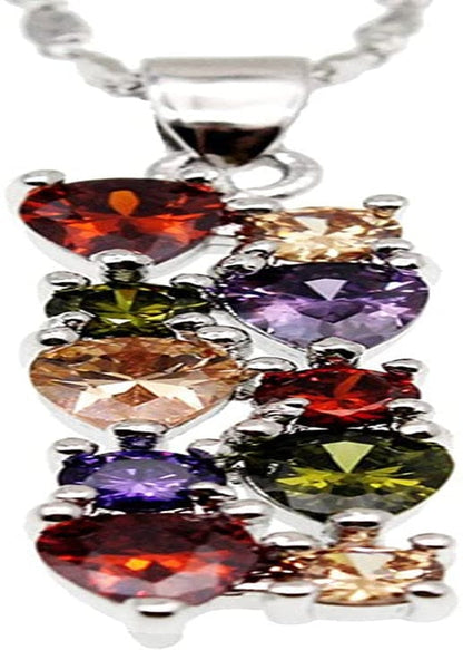 Multi Gemstone Jewelry Sets for Women, Sparkling Garnet Amethyst Morganite Peridot Topaz Gifts for Her (Pendant)