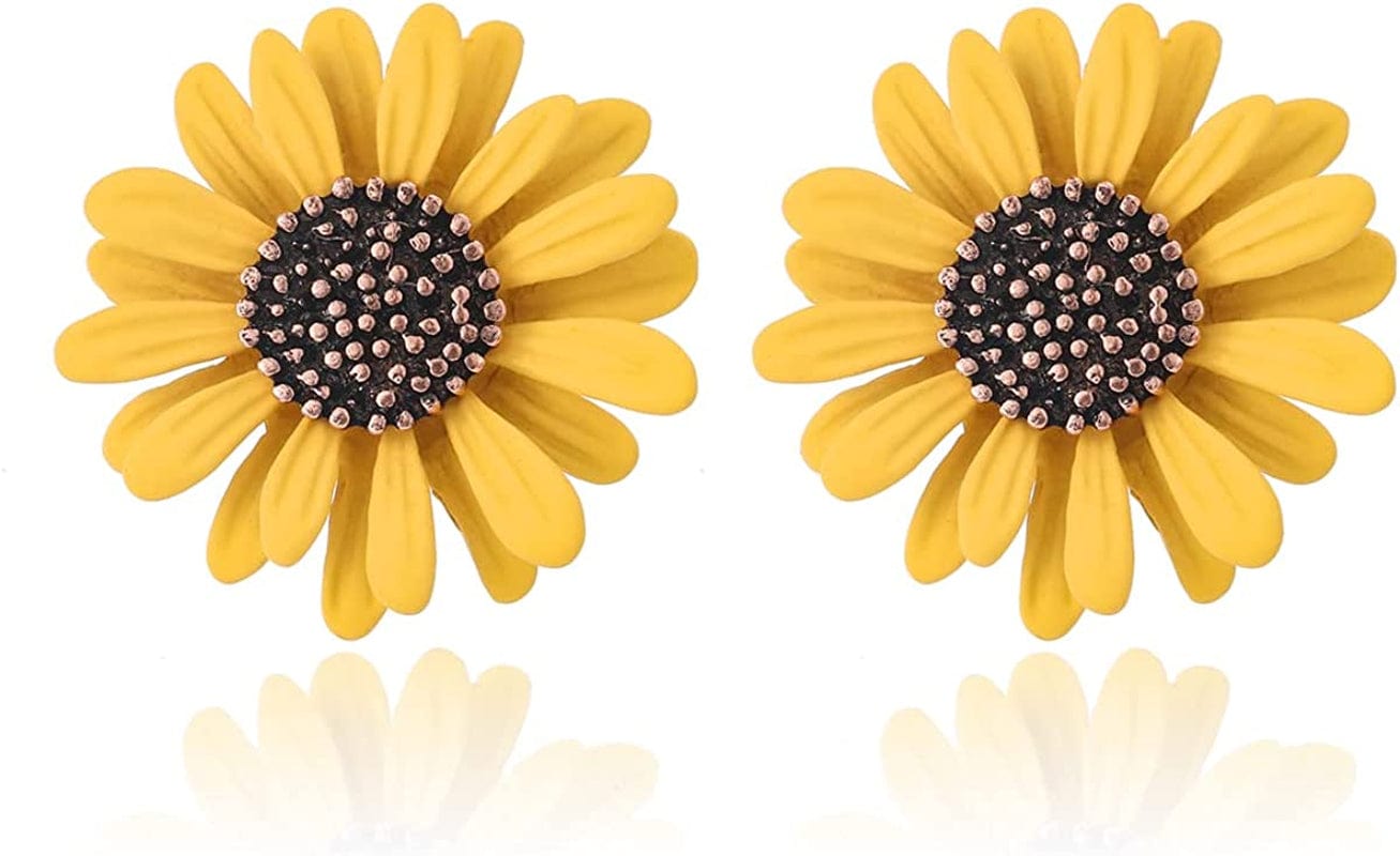 Multicolor Enamel Daisy Flower Lapel Jewelry Brooch Pin Set for Women Clothes Collar Dress Scarf Bag Daily Decoration Yellow - 2pcs
