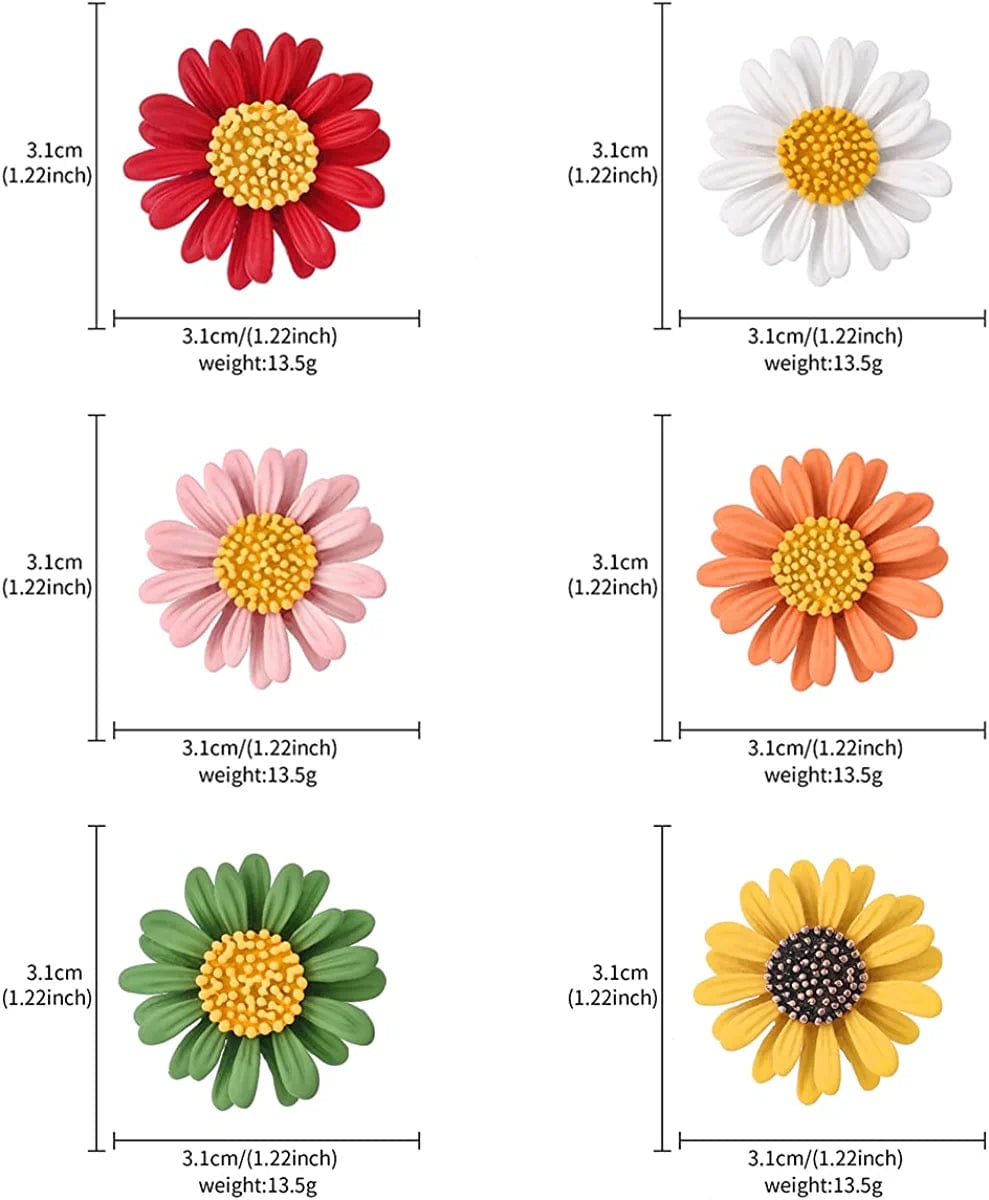 Multicolor Enamel Daisy Flower Lapel Jewelry Brooch Pin Set for Women Clothes Collar Dress Scarf Bag Daily Decoration