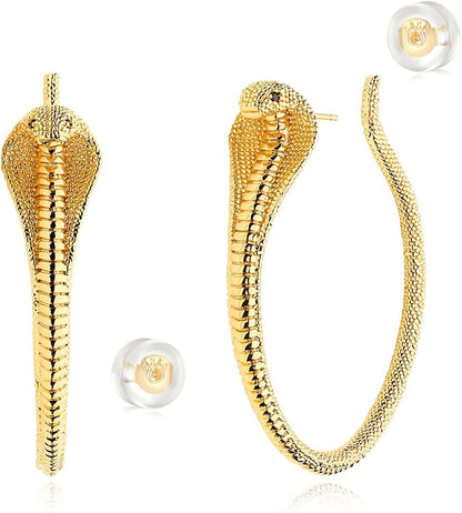 MYEARS Women Earrings Gold Open Hoop C Shape 14K Gold Filled Small Boho Beach Simple Delicate Handmade Hypoallergenic Illusion Jewelry Gift Snake