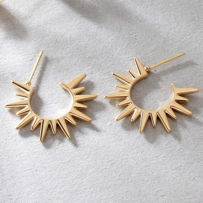 MYEARS Women Earrings Gold Open Hoop C Shape 14K Gold Filled Small Boho Beach Simple Delicate Handmade Hypoallergenic Illusion Jewelry Gift