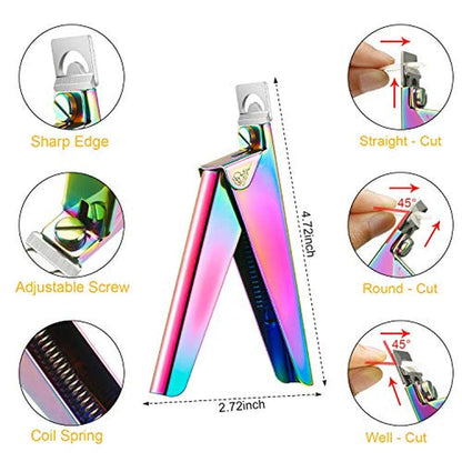 Nail Clippers for Acrylic Nails, Acrylic Nail Clipper, Nail Cutter, False Nail Tips Clipper Set, Stainless Steel Rainbow Color Nail Manicure Set for Salon Home Nail Art (Rainbow Color) Health & Beauty > Personal Care > Cosmetics > Cosmetic Tools > Nail Tools Mudder   