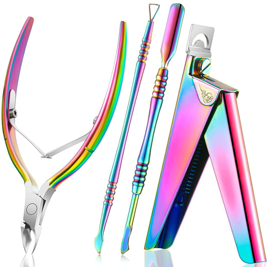 Nail Clippers for Acrylic Nails, Acrylic Nail Clipper, Nail Cutter, False Nail Tips Clipper Set, Stainless Steel Rainbow Color Nail Manicure Set for Salon Home Nail Art (Rainbow Color) Health & Beauty > Personal Care > Cosmetics > Cosmetic Tools > Nail Tools Mudder Rainbow Color  