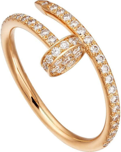 Nail Ring with Cubic Zirconia Love Ring for Women Birthday Christmas Gifts Style 1 - Rose Gold
