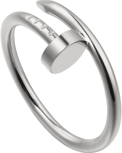 Nail Ring with Cubic Zirconia Love Ring for Women Birthday Christmas Gifts Style 2 - Silver