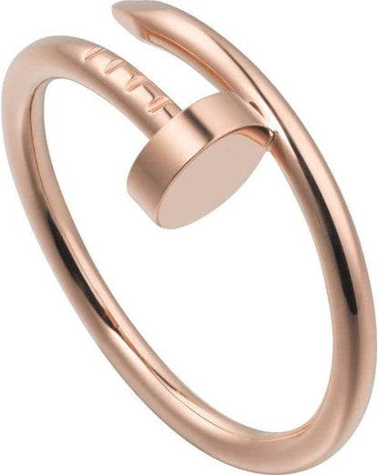 Nail Ring with Cubic Zirconia Love Ring for Women Birthday Christmas Gifts Style 2 - Rose Gold
