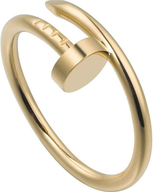 Nail Ring with Cubic Zirconia Love Ring for Women Birthday Christmas Gifts Style 2 - Gold