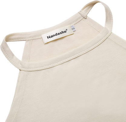 Nandashe Women Loose High Neck Tank Tops Racerback Summer Sleeveless Cami Shirts