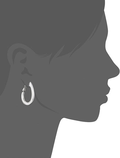 Napier Silver-Tone Large Oval Hoop Earrings