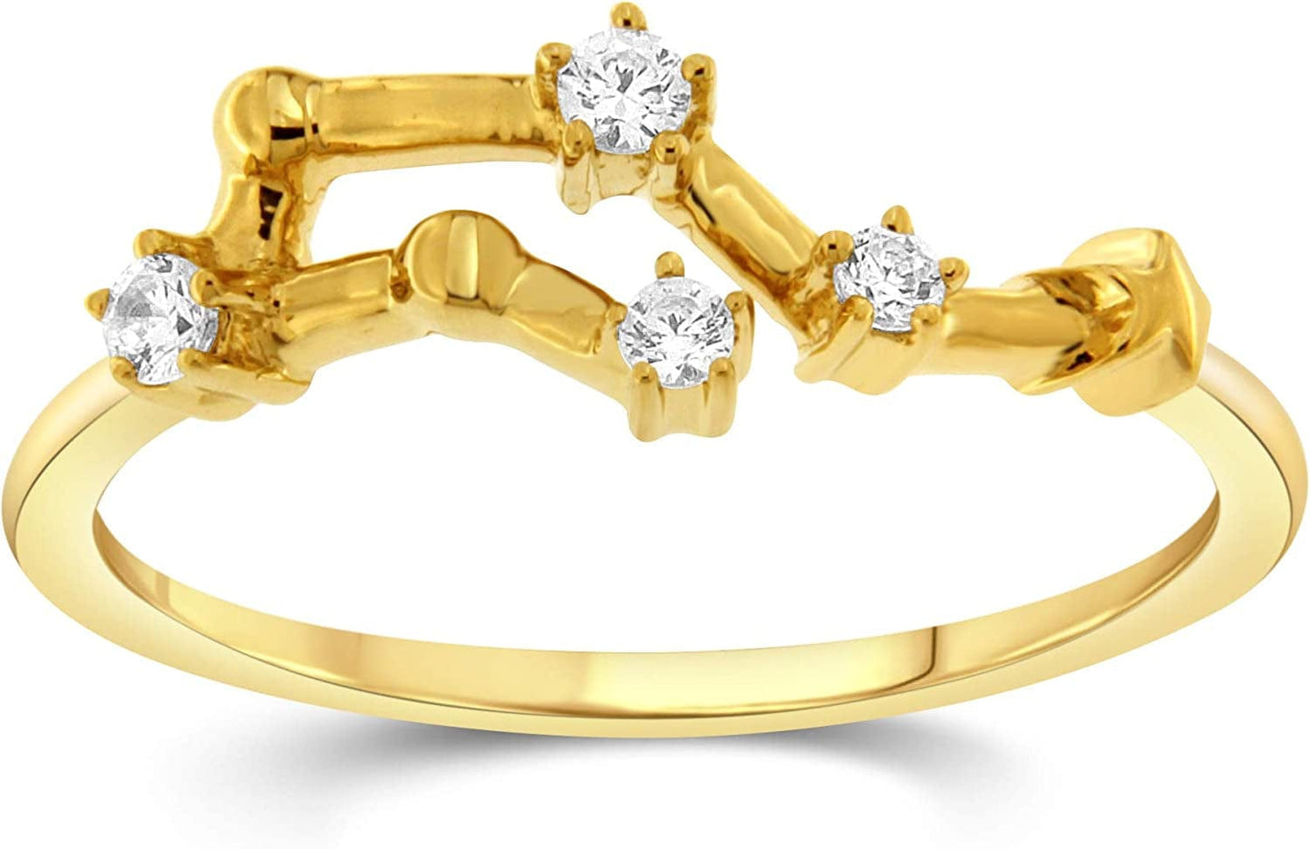 NATALIA DRAKE 1/10 Cttw Diamond Celestial Star Horoscope Astrology Diamond Zodiac Ring for Women in Sterling Silver (Color H-I / Clarity I1-I2) GEMINI - Yellow Gold Over Sterling Silver / 8
