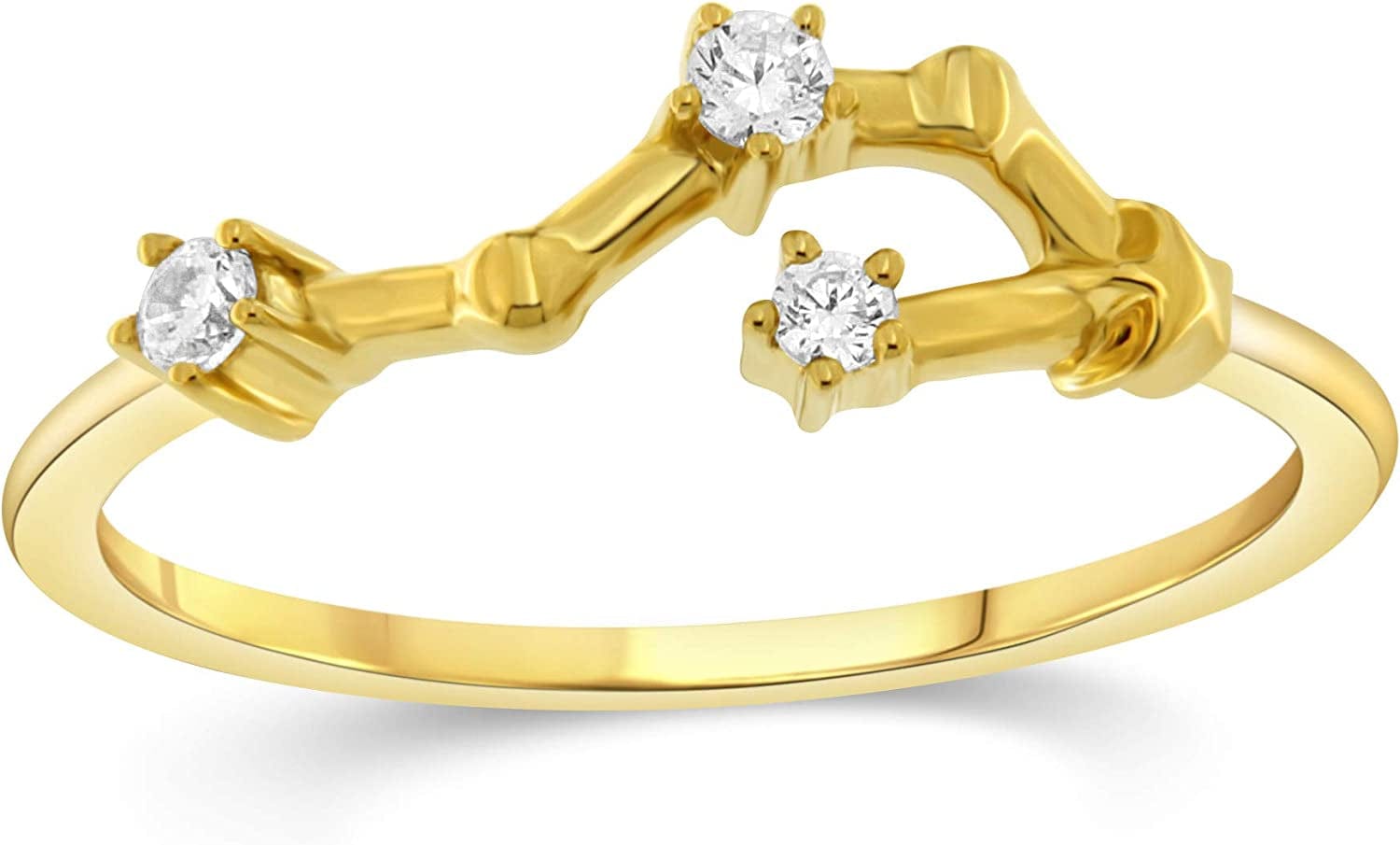 NATALIA DRAKE 1/10 Cttw Diamond Celestial Star Horoscope Astrology Diamond Zodiac Ring for Women in Sterling Silver (Color H-I / Clarity I1-I2) CANCER - Yellow Gold Over Sterling Silver / 6
