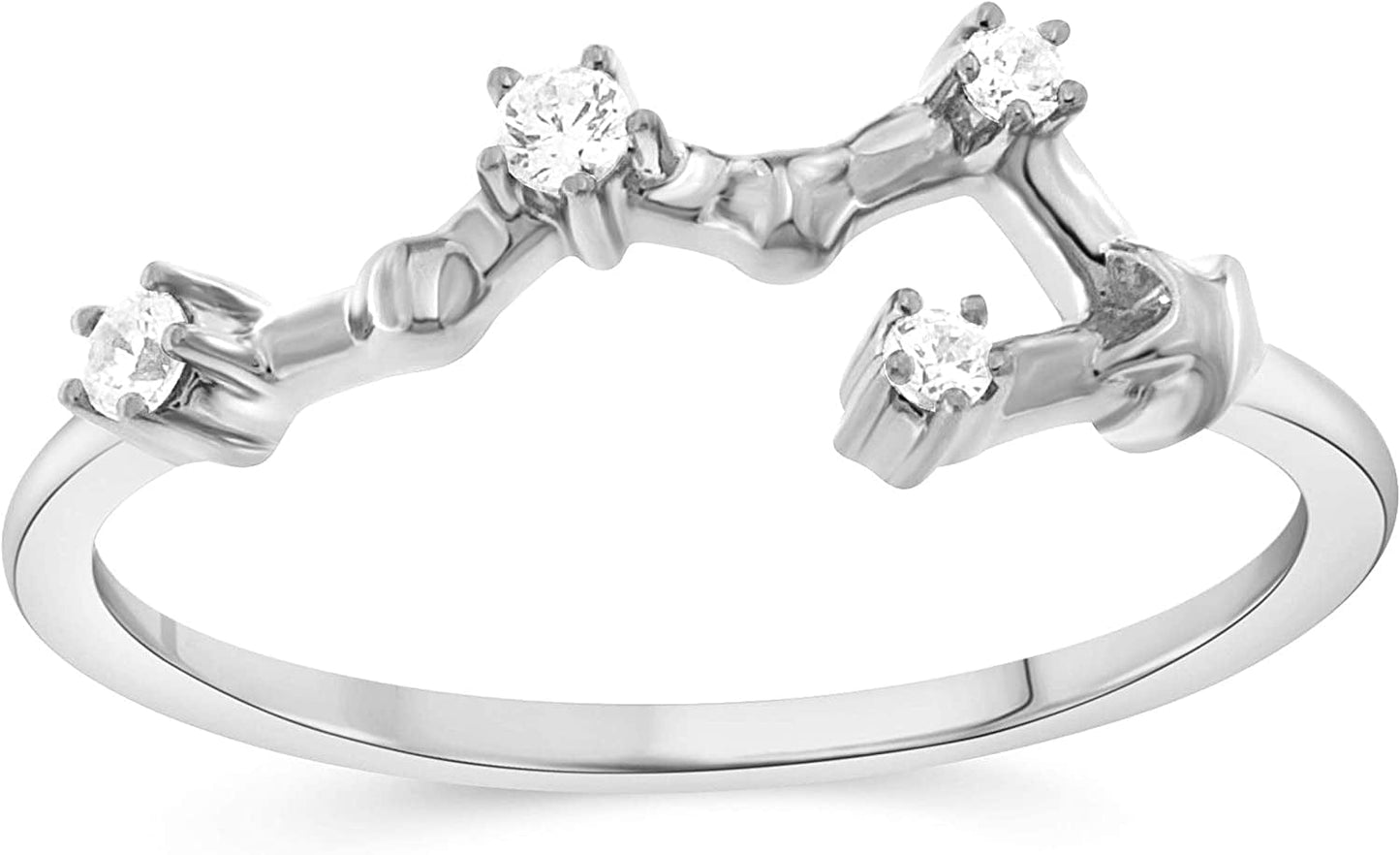 NATALIA DRAKE 1/10 Cttw Diamond Celestial Star Horoscope Astrology Diamond Zodiac Ring for Women in Sterling Silver (Color H-I / Clarity I1-I2) SCORPIO- Sterling Silver / 7