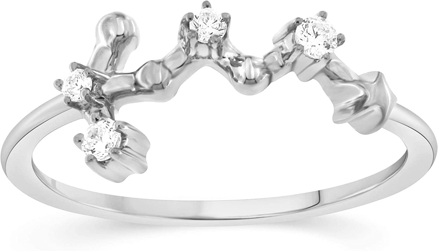 NATALIA DRAKE 1/10 Cttw Diamond Celestial Star Horoscope Astrology Diamond Zodiac Ring for Women in Sterling Silver (Color H-I / Clarity I1-I2) VIRGO- Sterling Silver / 8