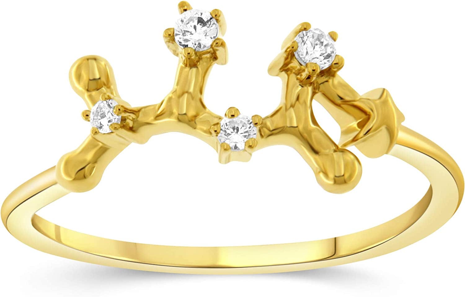 NATALIA DRAKE 1/10 Cttw Diamond Celestial Star Horoscope Astrology Diamond Zodiac Ring for Women in Sterling Silver (Color H-I / Clarity I1-I2) SAGITTARIUS- Yellow Gold Over Sterling Silver / 8