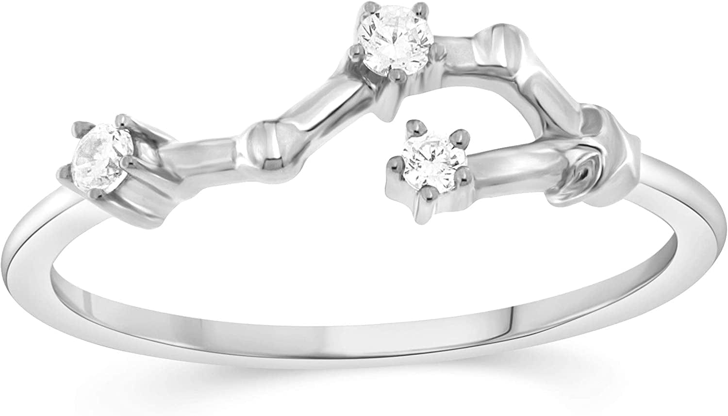NATALIA DRAKE 1/10 Cttw Diamond Celestial Star Horoscope Astrology Diamond Zodiac Ring for Women in Sterling Silver (Color H-I / Clarity I1-I2) White / 8