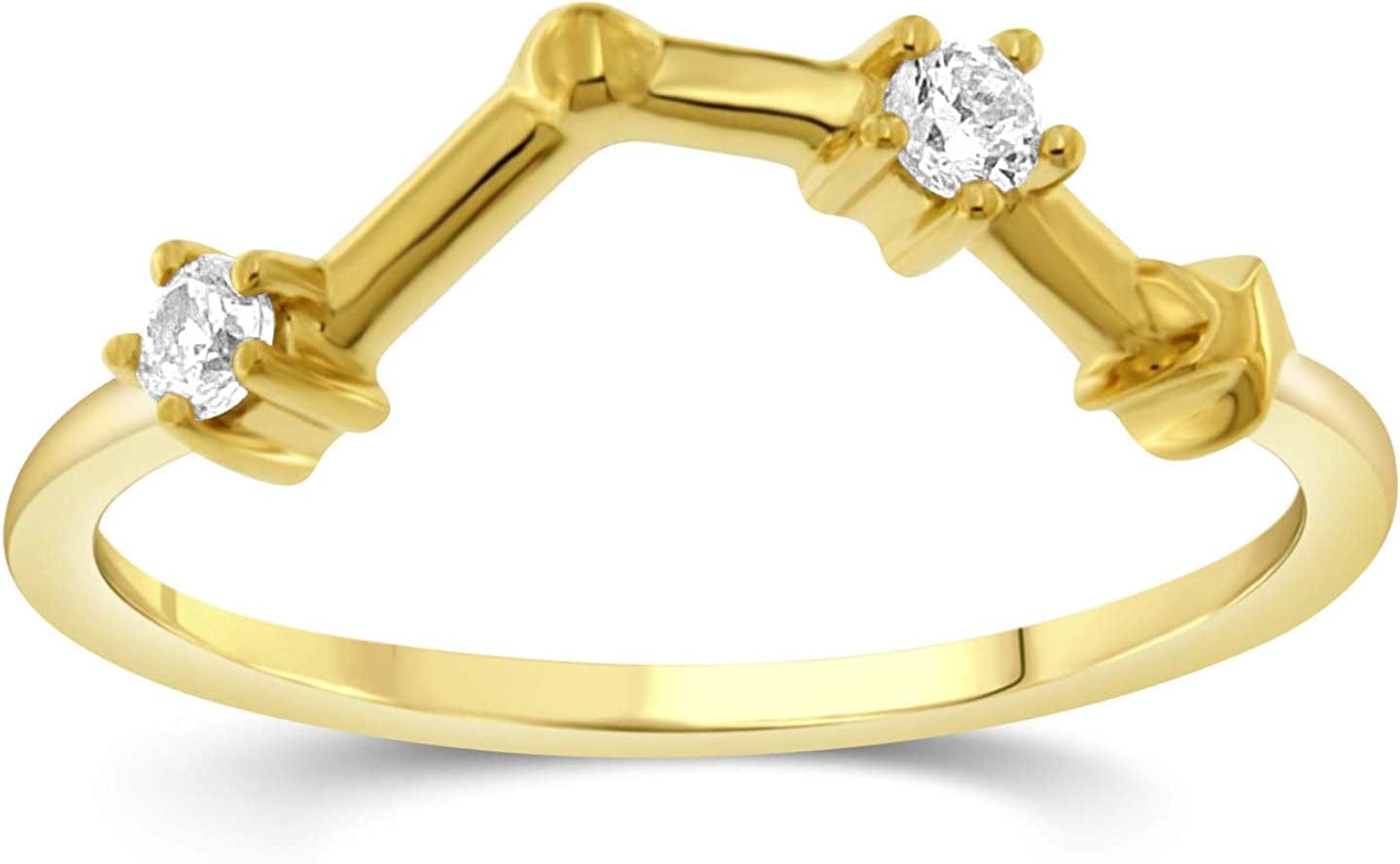 NATALIA DRAKE 1/10 Cttw Diamond Celestial Star Horoscope Astrology Diamond Zodiac Ring for Women in Sterling Silver (Color H-I / Clarity I1-I2) AQUARIUS - Yellow Gold Over Sterling Silver / 7