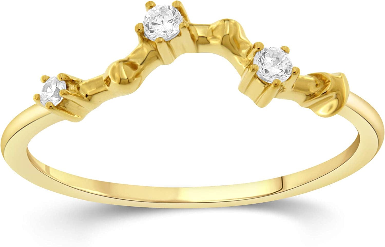 NATALIA DRAKE 1/10 Cttw Diamond Celestial Star Horoscope Astrology Diamond Zodiac Ring for Women in Sterling Silver (Color H-I / Clarity I1-I2) PISCES-Yellow Gold Over Sterling Silver / 6