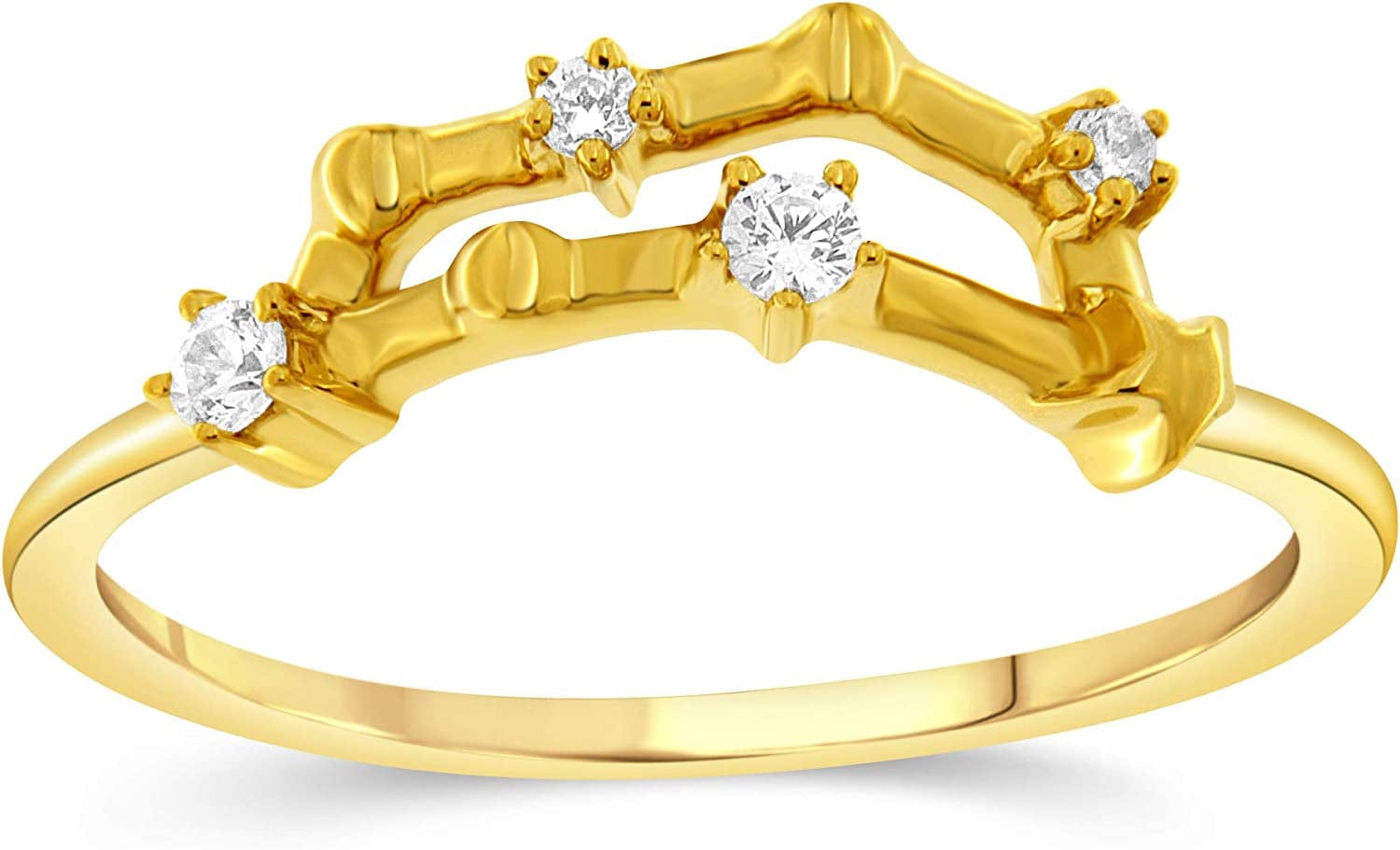 NATALIA DRAKE 1/10 Cttw Diamond Celestial Star Horoscope Astrology Diamond Zodiac Ring for Women in Sterling Silver (Color H-I / Clarity I1-I2) CAPRICORN-Yellow Gold Over Sterling Silver / 8