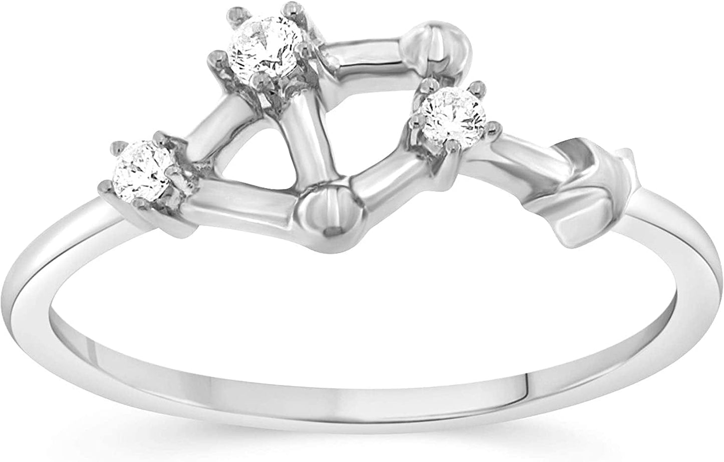 NATALIA DRAKE 1/10 Cttw Diamond Celestial Star Horoscope Astrology Diamond Zodiac Ring for Women in Sterling Silver (Color H-I / Clarity I1-I2) LIBRA- Sterling Silver / 6