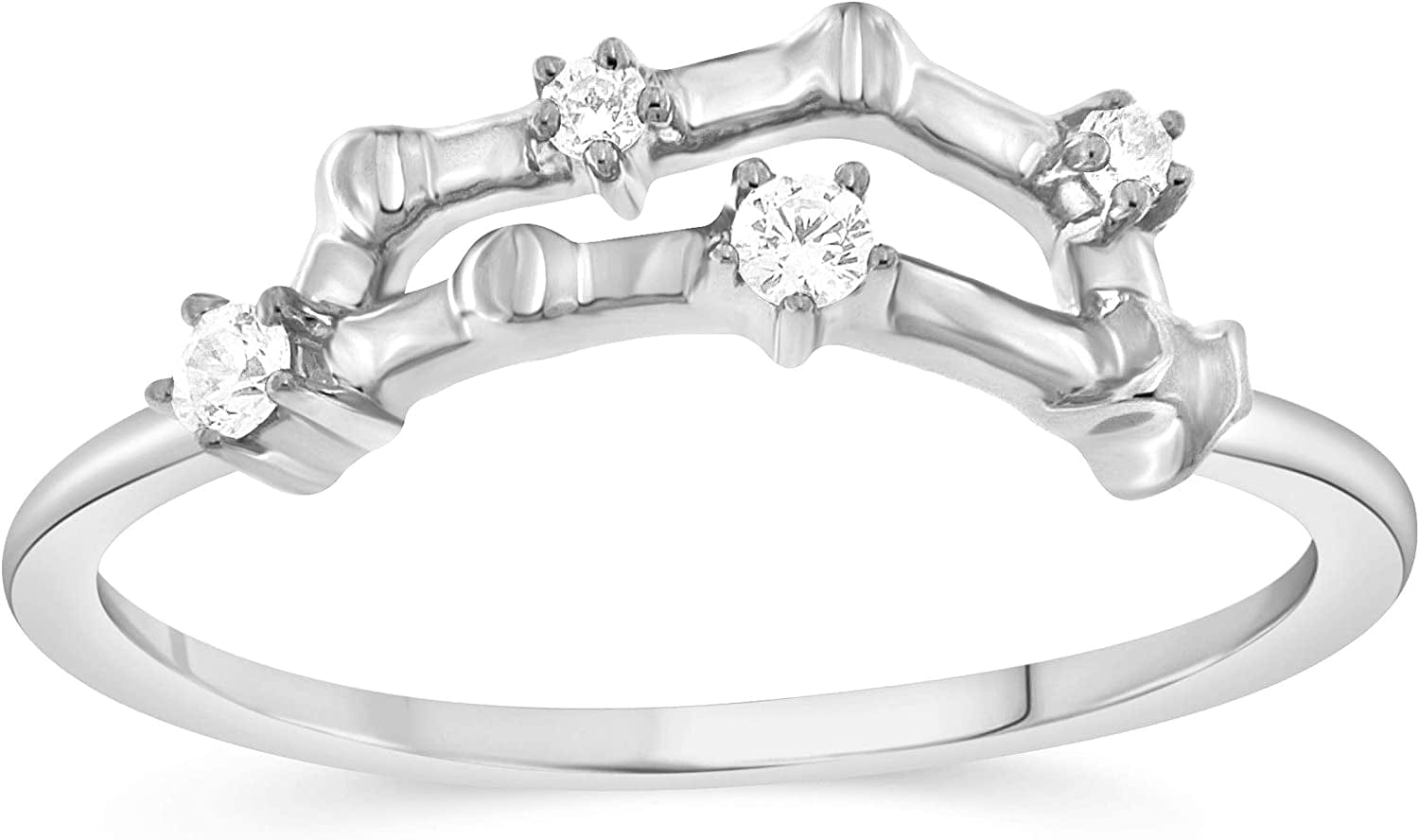 NATALIA DRAKE 1/10 Cttw Diamond Celestial Star Horoscope Astrology Diamond Zodiac Ring for Women in Sterling Silver (Color H-I / Clarity I1-I2) CAPRICORN-Sterling Silver / 8