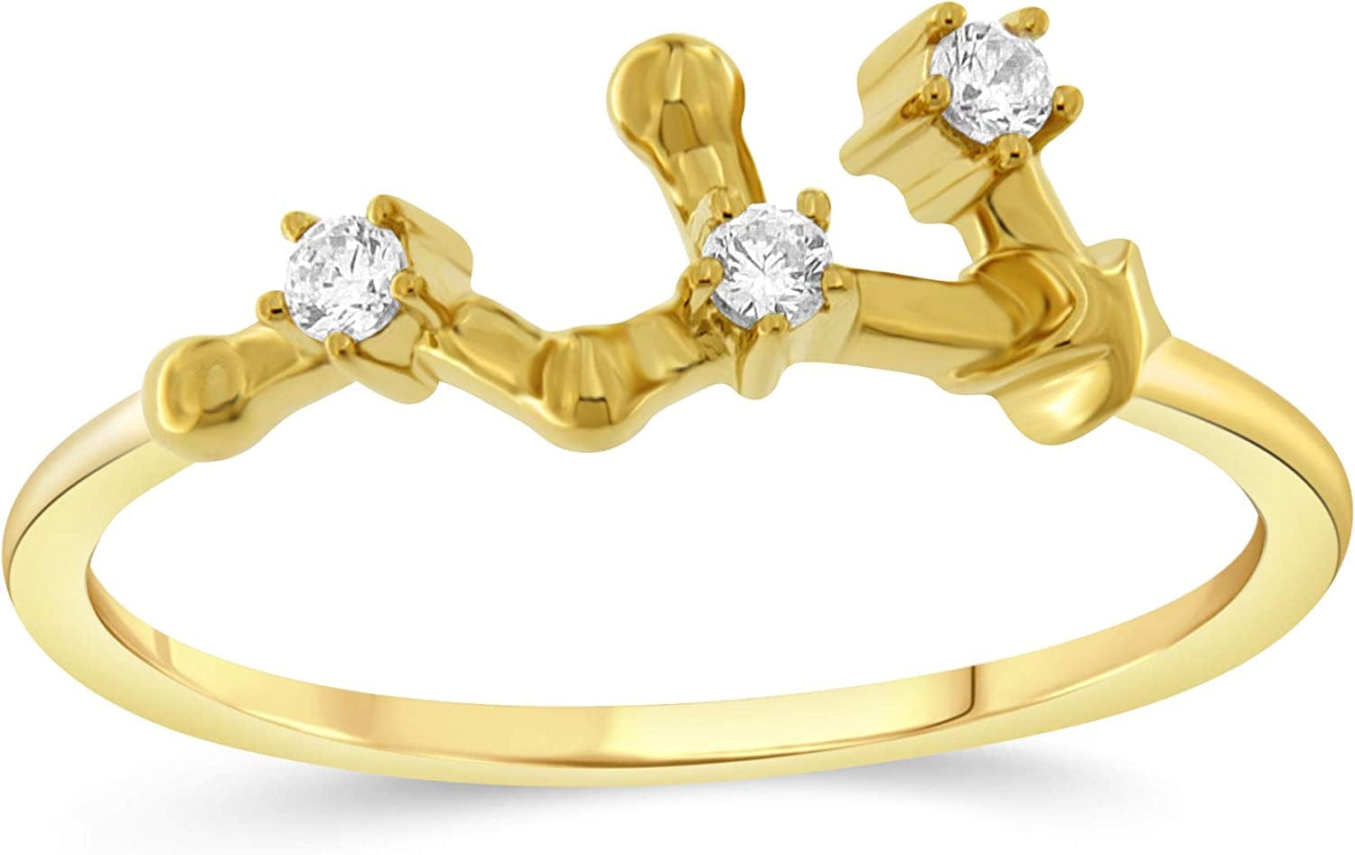 NATALIA DRAKE 1/10 Cttw Diamond Celestial Star Horoscope Astrology Diamond Zodiac Ring for Women in Sterling Silver (Color H-I / Clarity I1-I2) Yellow / 8