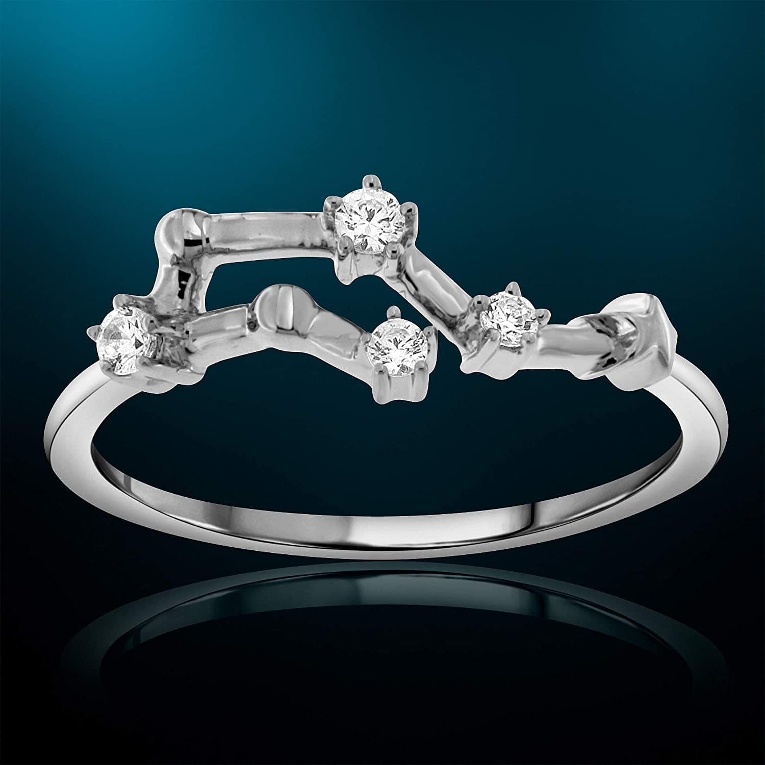NATALIA DRAKE 1/10 Cttw Diamond Celestial Star Horoscope Astrology Diamond Zodiac Ring for Women in Sterling Silver (Color H-I / Clarity I1-I2)