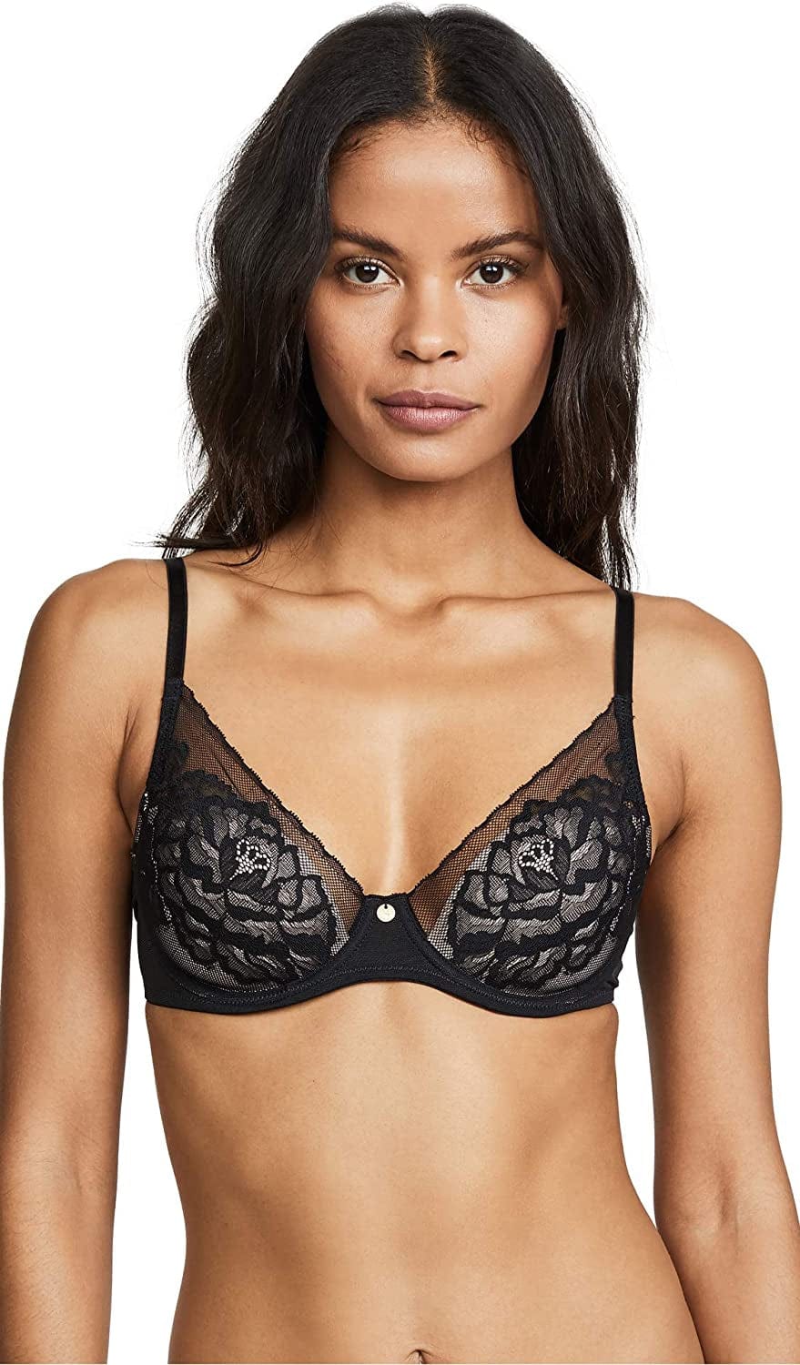 Natori Women'S Flora Contour Underwire Bra Black/Light Mocha / 32B