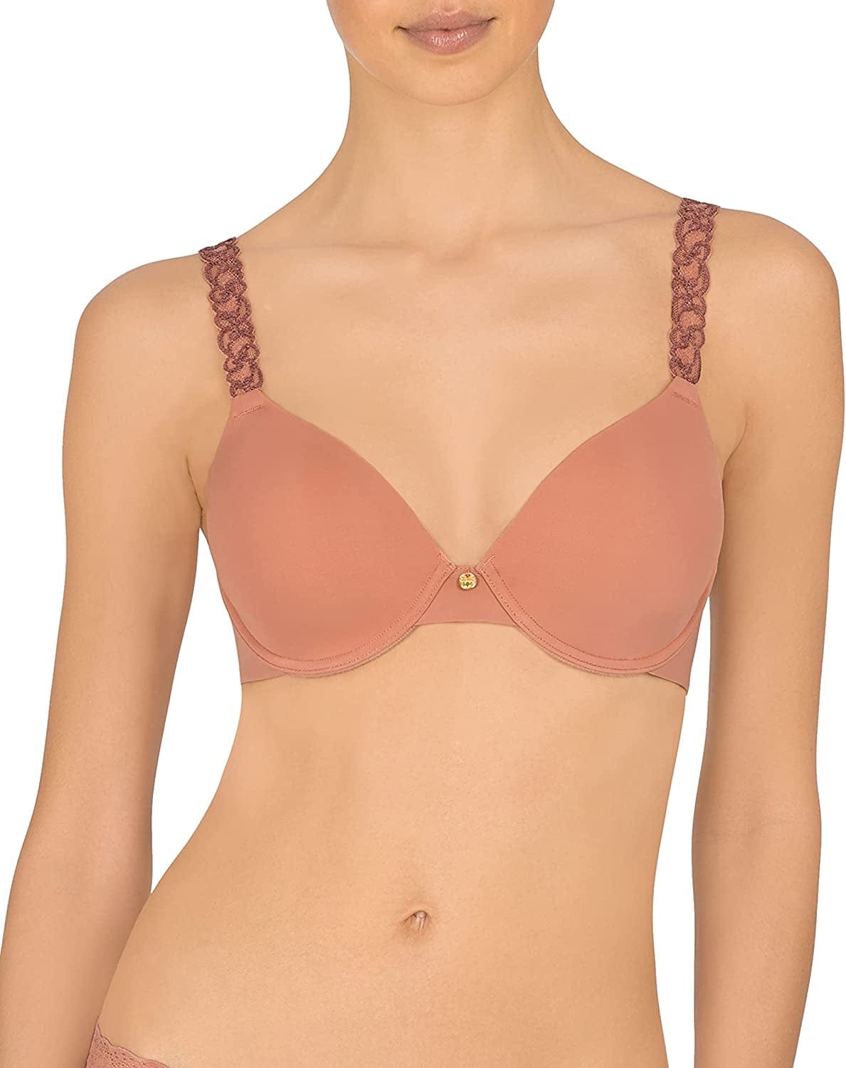 Natori Womens Pure Luxe Custom Coverage Contour Bra Frose/Red Clay / 34D