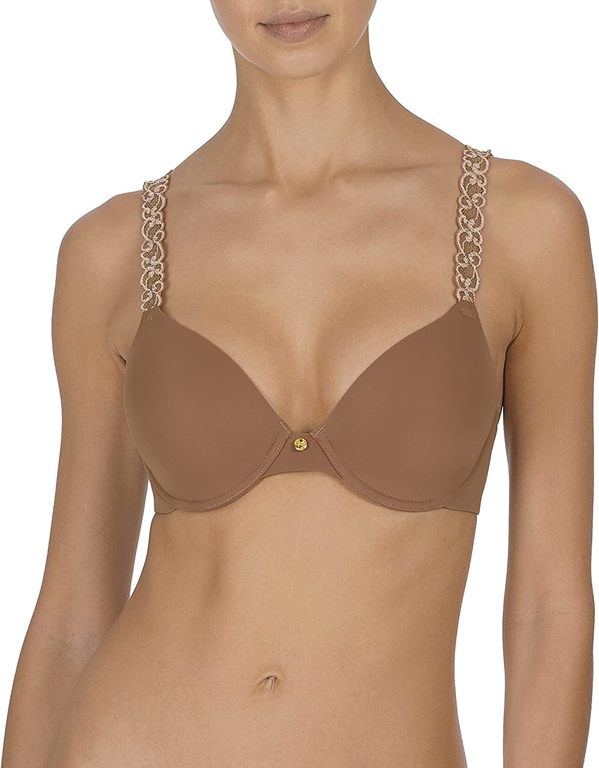 Natori Womens Pure Luxe Custom Coverage Contour Bra Bellflower/Vivid Plum / 34C