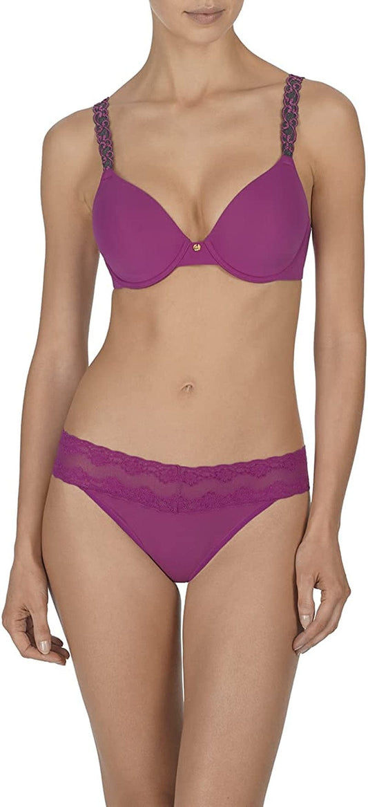Natori Womens Pure Luxe Custom Coverage Contour Bra Wild Tulip/Graphite / 32DDD