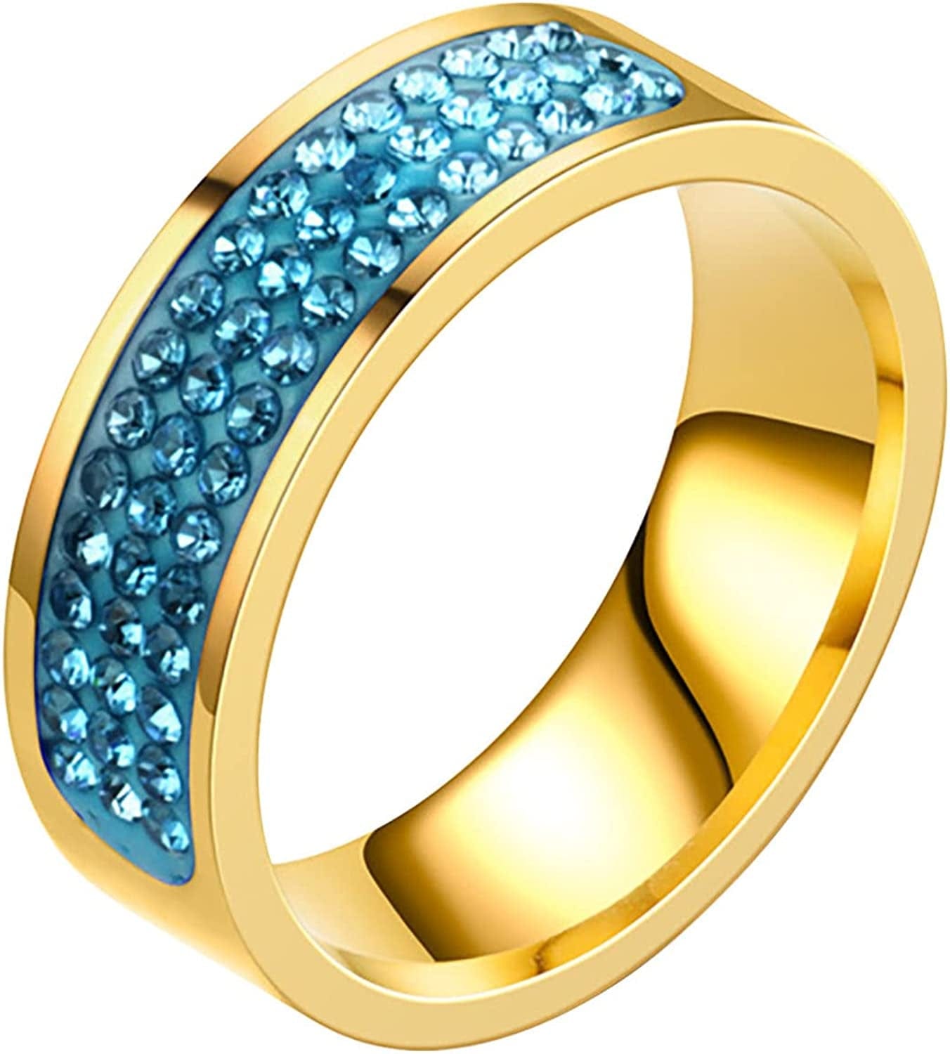 Natural Amethyst Zirconia Silver Ring Fashion Wedding Heart Shaped Ring Jewellery Women Gold Ring Gold Ring for Girls D1-Blue / 6
