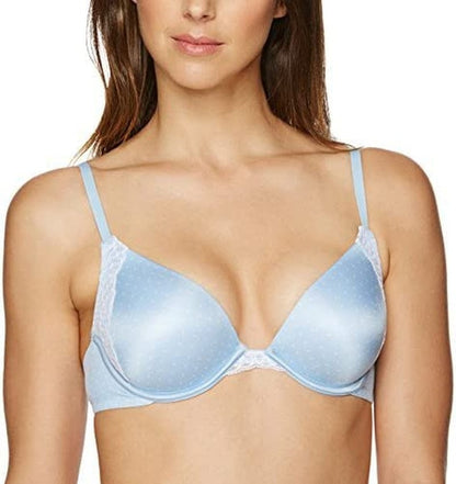 Natural Boost Demi Bra, Push-Up Lace T-Shirt Bra with Convertible Straps, Add-One-Cup-Size Push-Up T-Shirt Bra Lucent Micro Dot/White / 36A