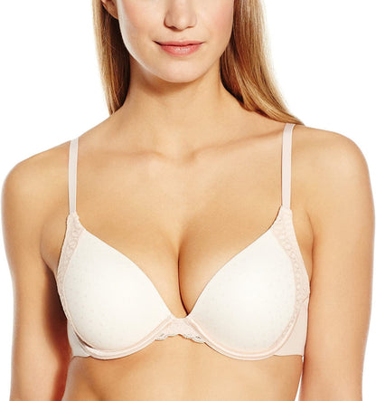 Natural Boost Demi Bra, Push-Up Lace T-Shirt Bra with Convertible Straps, Add-One-Cup-Size Push-Up T-Shirt Bra