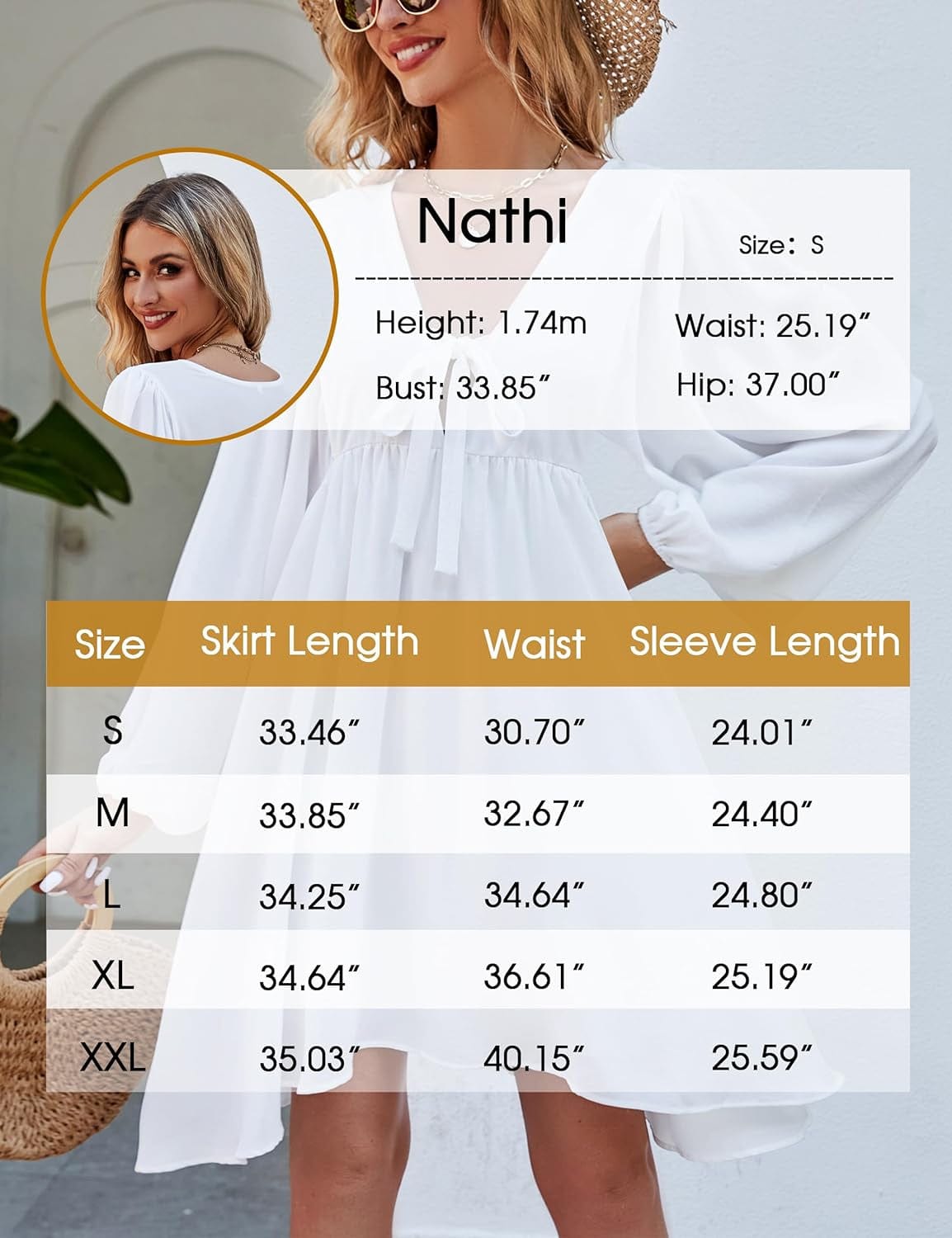 NECIOUS Women Dress 2023 Long Sleeve Casual Dresses, Lantern Sleeve Mini Dress V Neck Tie Front Flowy Fall Dresses