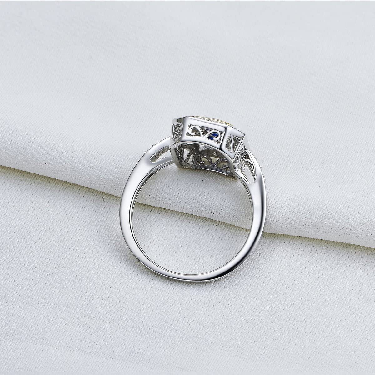 Newshe Vintage Rings for Women Gemstone Ring 925 Sterling Silver Blue Sapphire Princess Cz Size 5-13