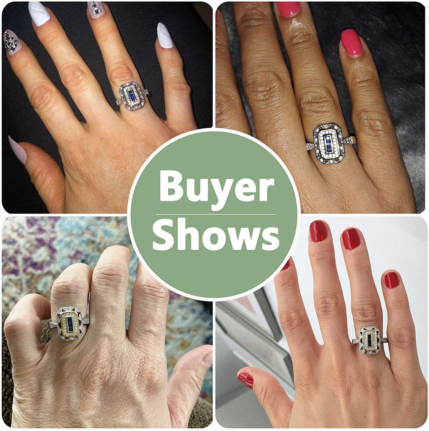 Newshe Vintage Rings for Women Gemstone Ring 925 Sterling Silver Blue Sapphire Princess Cz Size 5-13