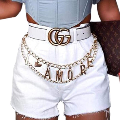 Nicute Layered Body Chain Letters Belly Waist Chains Gold Fashion Beach Body Jewelry for Women and Girls Apparel & Accessories > Jewelry > Body Jewelry Nicute   