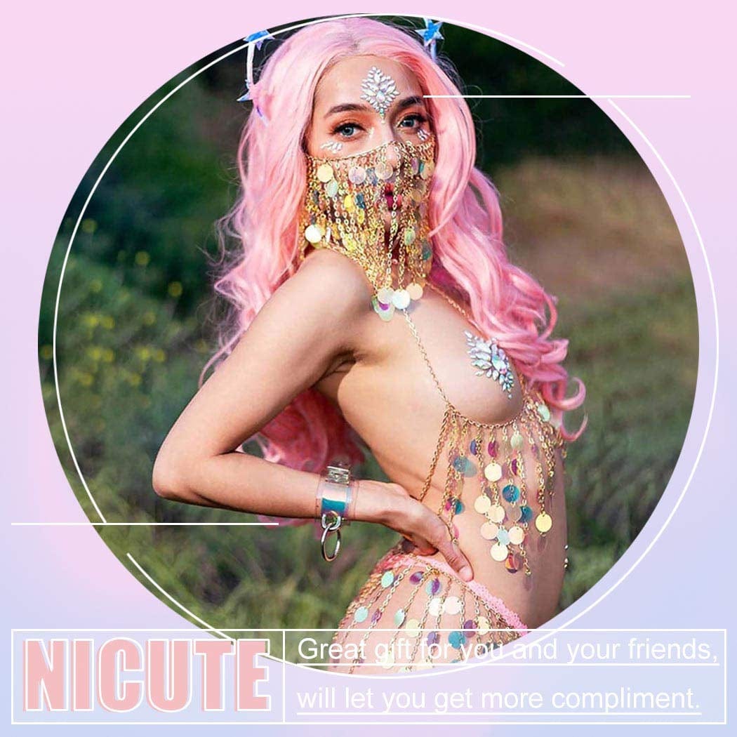 Nicute Layered Body Chain Letters Belly Waist Chains Gold Fashion Beach Body Jewelry for Women and Girls Apparel & Accessories > Jewelry > Body Jewelry Nicute   
