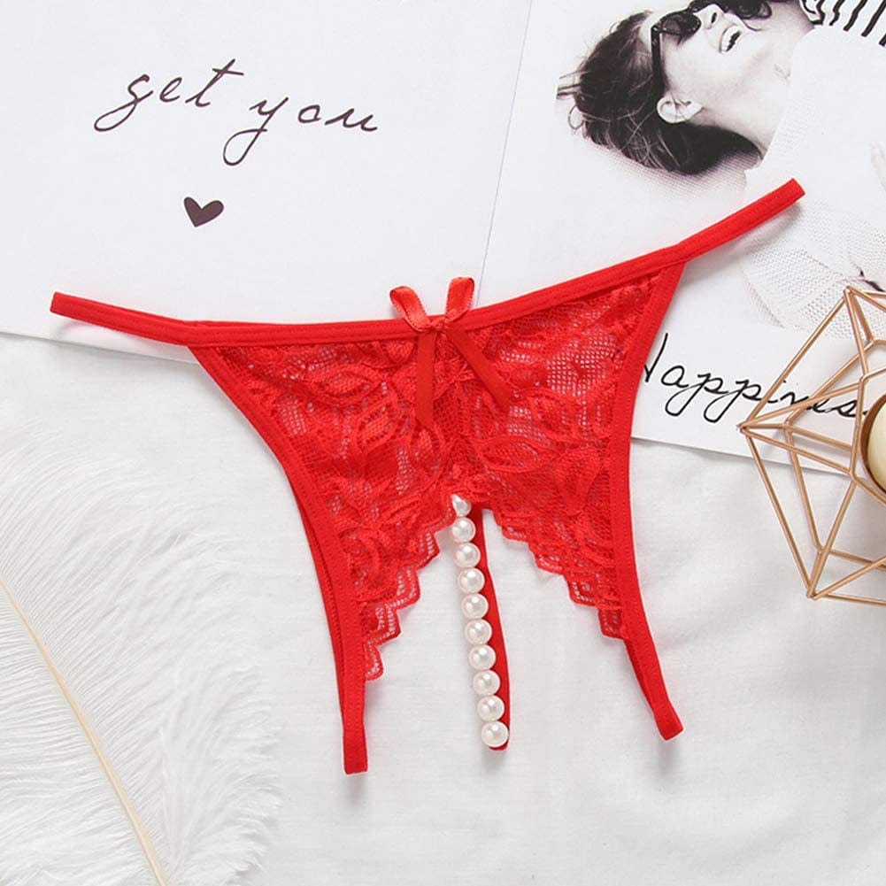 Nightaste Women Assorted Lace G-String Underwear Pack of 4Pcs Cute Bow-Tie Lingerie Thongs
