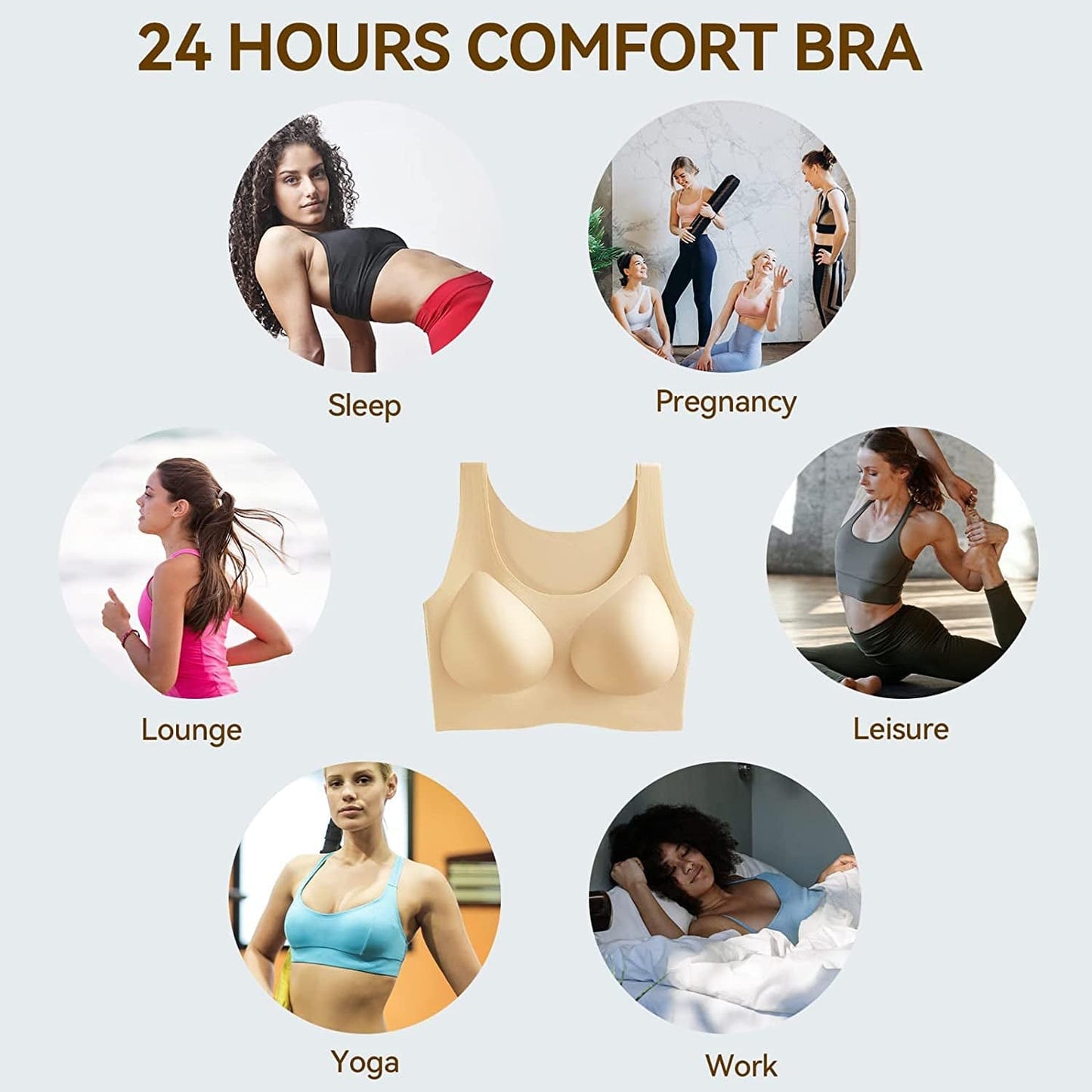 Niidor Women'S Seamless Wireless Invisible Bra Thin Soft Comfy Daily Bra Pullover Wirefree T-Shirt Bra with Removable Pads